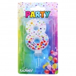 Párty svíčka číslo 8 s puntíky