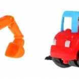 Sada stavebních vozidel s pohonem – traktor s přívěsem, bagr, sklápěčka a míchačka