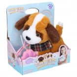 Chodící plyšový pes s efekty na kabel 22 cm