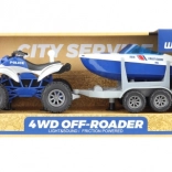 Dětská čtyřkolka na baterie s vlekem a člunem