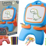 Oboustranná magnetická a křídová tabule modro-červená se šablonami