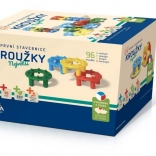 První stavebnice Kroužky – 96 dílků v krabici