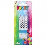 Svíčky s černými tečkami se stojánky 12 ks