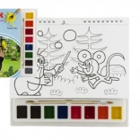 Omalovánka Krtek s vodovými barvami a štětcem