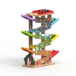 Velká dřevěná závodní dráha s 6 rampami pro děti