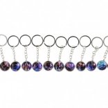 Přívěsek na klíče se znamením zvěrokruhu – skleněno‑kovový talisman, 12 motivů