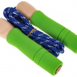 Dětská skákací pomůcka s dřevěnými rukojeťmi a gumovými koncovkami