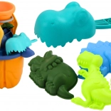 Pískový set dinosauři s mlýnkem, nálevkou a formičkami – 7 dílů