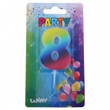 Párty svíčka Duha číslo osm