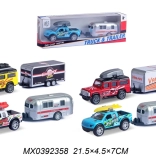 kovový model auta s přívěsem pull back