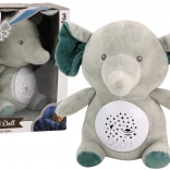 Usínající medvídek Sloník s projekcí hvězd a melodiemi - šedý