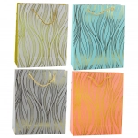 Dárková papírová taška se zlatými vlnkami 32 × 26 × 12 cm