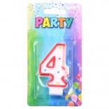 Párty svíčka číslo 4 červená