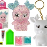 Kreativní sada DIY růžový diamantový sob 3D přívěsek s krystaly