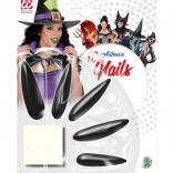 Černé dlouhé čarodějnické nalepovací nehty