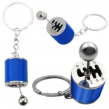 Kovový přívěsek na klíče ve tvaru manuální převodovky – modrý