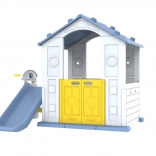 Dětský domeček se skluzavkou a dřezem – modrá střecha