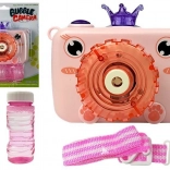 Růžový bublinkový fotoaparát na baterie pro děti