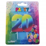 Párty svíčka Duha číslo 20