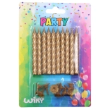 narozeninové svíčky se stojánky zlaté 10 ks