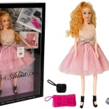 Loutka modelka blondýnka 28 cm s kabelkou a lodičkami