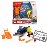 Záchranářský sněžný skútr YAMAHA Phazer X-TX 1:24 s přívěsem, záchranářem a lavinovým psem