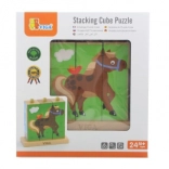 VIGA nasouvací kostky – domácí zvířátka (9 kostek)