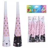 Párty trumpetky s motivem kočka 20 cm