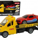 Odtahový vůz s rampou a sportovním autíčkem se světly a zvuky