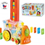 Transparentní lokomotiva s dominem a světlem pro děti