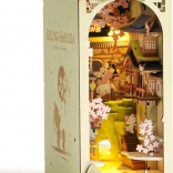 ROBOTIME FALLING SAKURA 3D knižní zarážka s teplým LED osvětlením (dřevěná stavebnice)