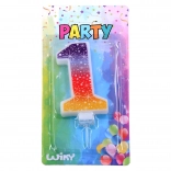 Párty svíčka číslo 1 s hvězdami