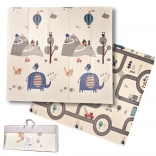 Skládací oboustranná pěnová edukační podložka 180 × 200 cm ulice/les