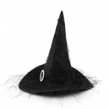 dětský čarodějnický klobouk se stříbrnou sponou