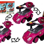 Odrážedlo s vodicí tyčí 3v1 Mega Car – růžové