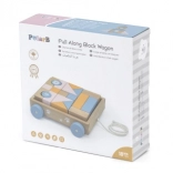 Dřevěný VIGA PolarB tahací vozík s kostkami 21 ks