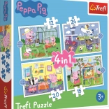 Puzzle 4v1 Prasátko Peppa pro děti 3+