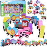 Dřevěný barevný vláček se zvířátky