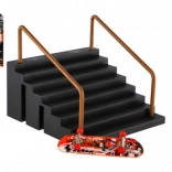Prstový skateboard se schody a zábradlím 9 cm