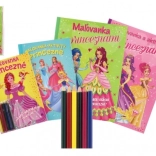 Princezny – omalovánky a aktivity 4 sešity + pastelky CZ/SK