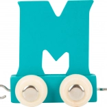 Small Foot dřevěný vagónek s písmenem M – barevná abeceda