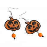 Náušnice dýně na Halloween s oranžovou perličkou