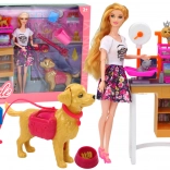 Zážitkový set s panenkou a mazlíčky – veterinární péče a grooming