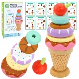 WOOPIE GREEN Dřevěná hračka na ukládání zmrzliny Montessori 12 dílů FSC