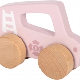 Dřevěné růžové auto na tlačení