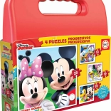 Puzzle v kufříku MICKEY MOUSE a kamarádi 4v1