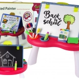 Dětský stoleček s tabulemi 2v1 a hrou Člověče, nezlob se a hadi