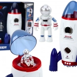 Otevírací vesmírná raketa se světly a zvuky s kosmonauty a vozítkem