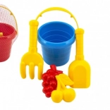 Sada hraček na písek - kyblík, lopatka, hrabičky a bábovky