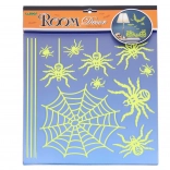 Svítící nálepky na zeď pavouci Halloween 38 × 31 cm